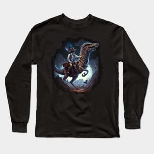 Dino Space Rider Merchandise: Adventure with a Vintage Twist Long Sleeve T-Shirt